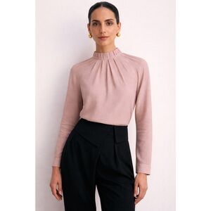 The Fold London | The Charfield Blouse in Blush Herringbone ~ US 6